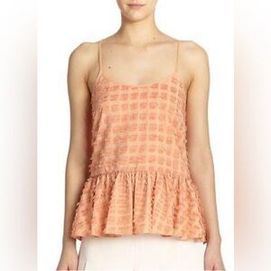 Tibi tank top Designer Fil Coupe Fringe Peach pink Size 4 $ 285 vacation boho